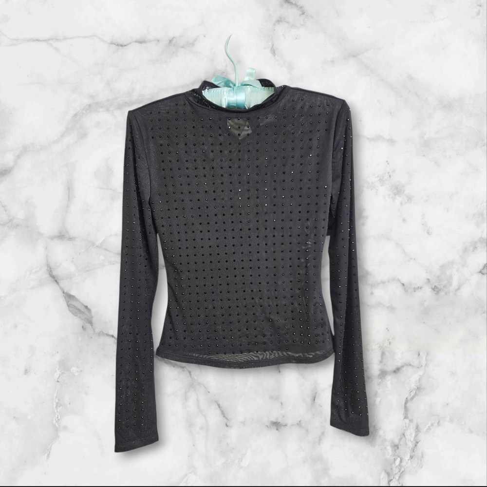 Black Long Sleeve Sheer Women's Top, NWT